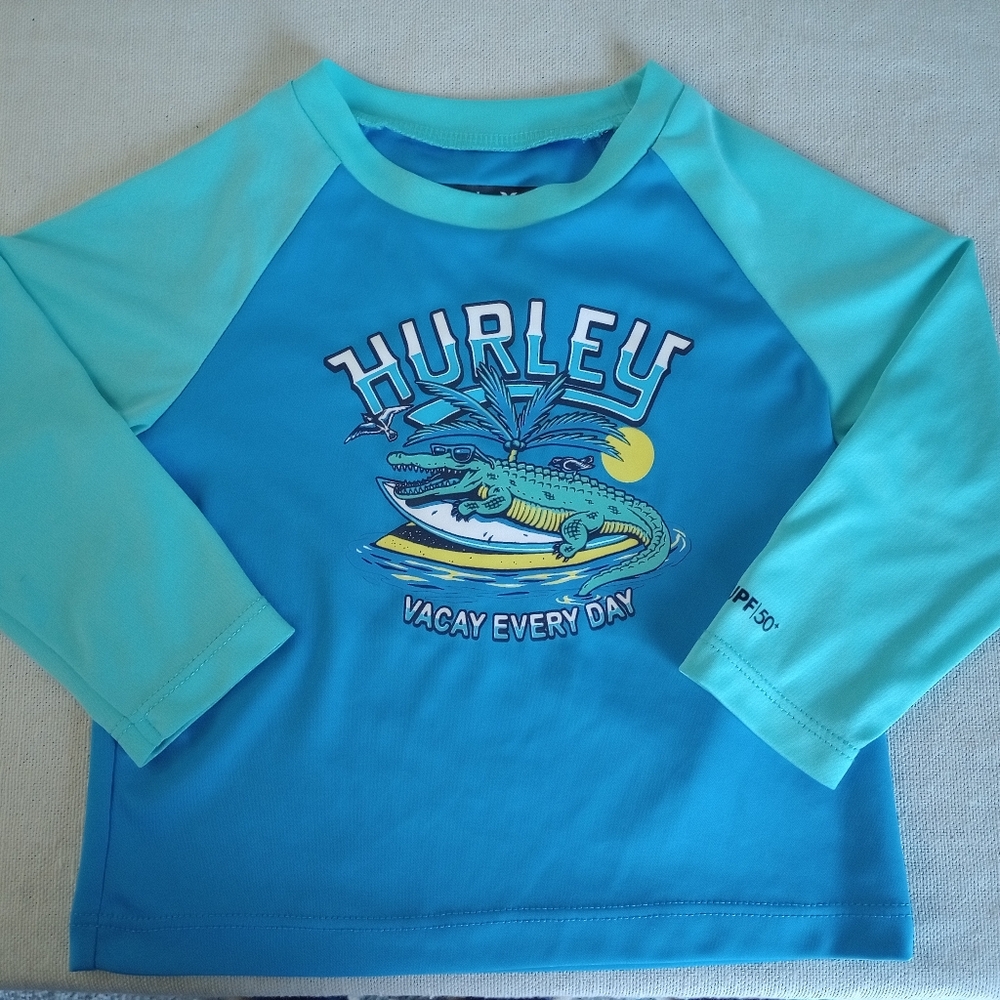 Hurley Kids Rashguard - Aqua and Blue